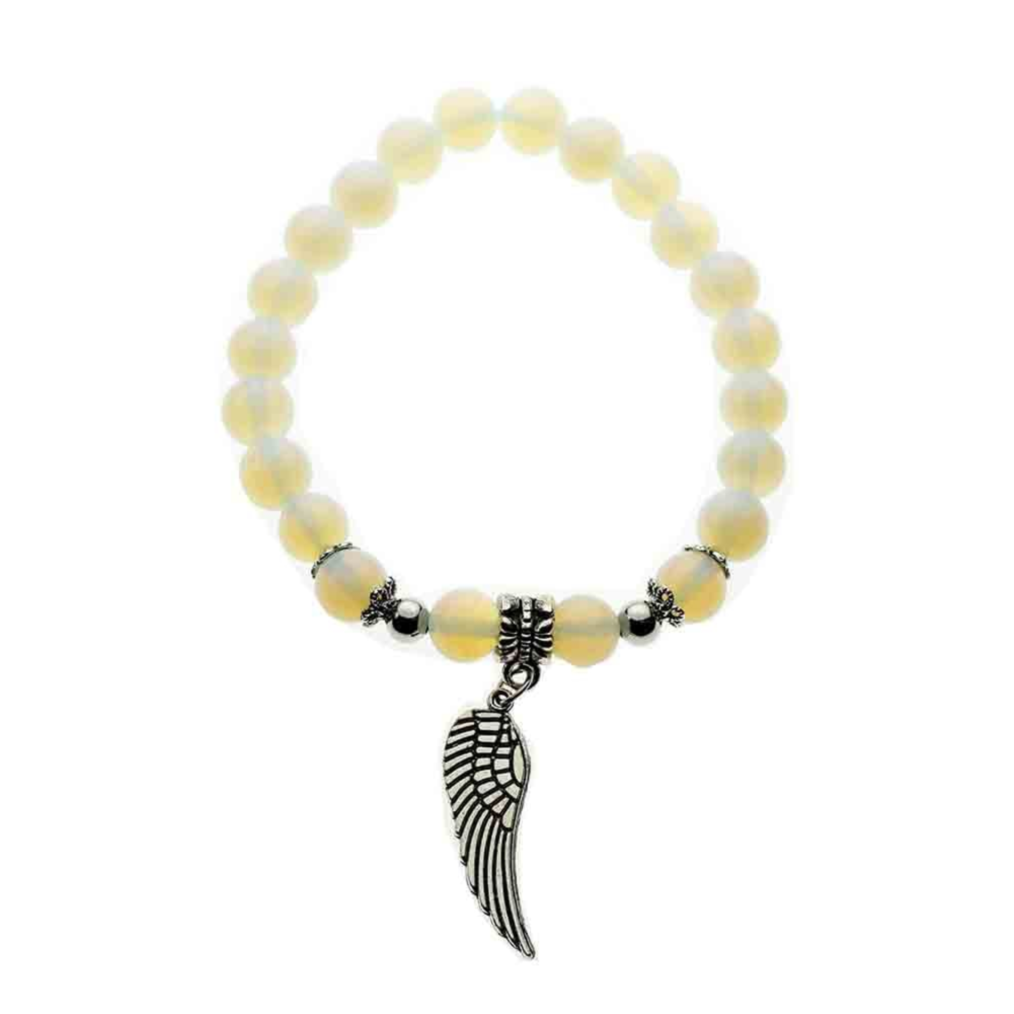 Opalite Metal Wing Beaded Bracelet