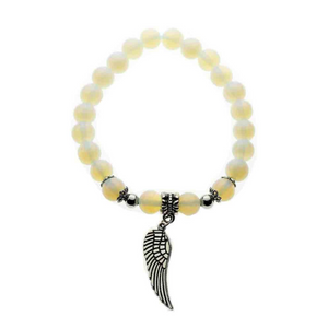 Opalite Metal Wing Beaded Bracelet