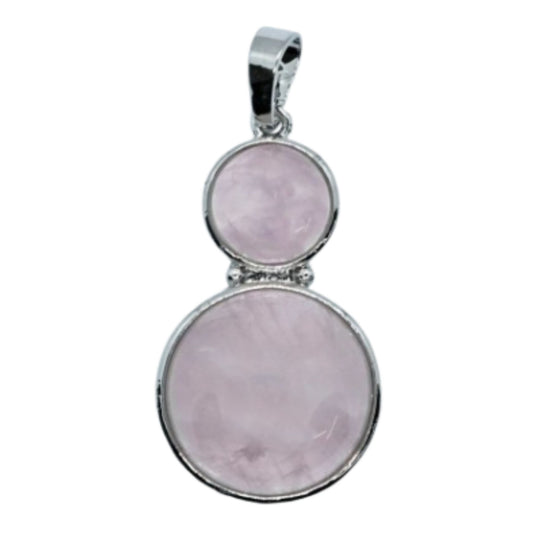 Rose Quartz Two Rounds Pendant Necklace