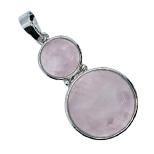 Rose Quartz Two Rounds Pendant Necklace