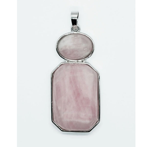 Rose Quartz Oval Octa Pendant Necklace