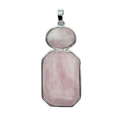 Rose Quartz Oval Octa Pendant Necklace