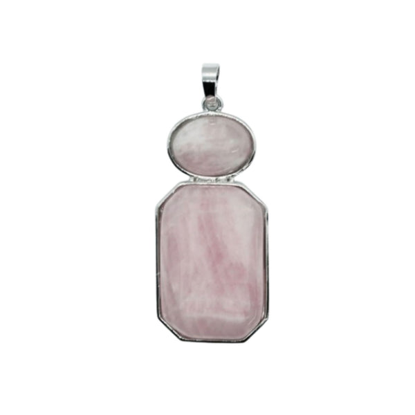 Rose Quartz Oval Octa Pendant Necklace