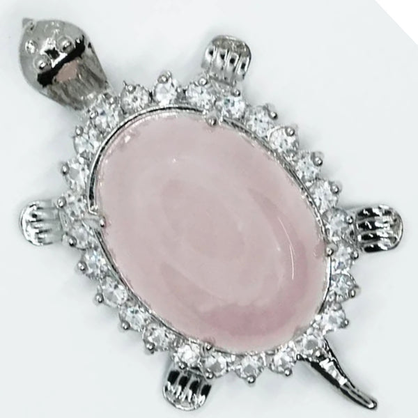 Rose Quartz Turtle Pendant Necklace