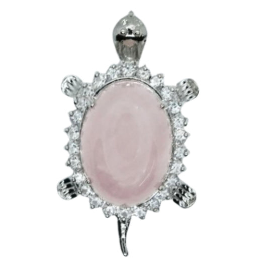 Rose Quartz Turtle Pendant Necklace