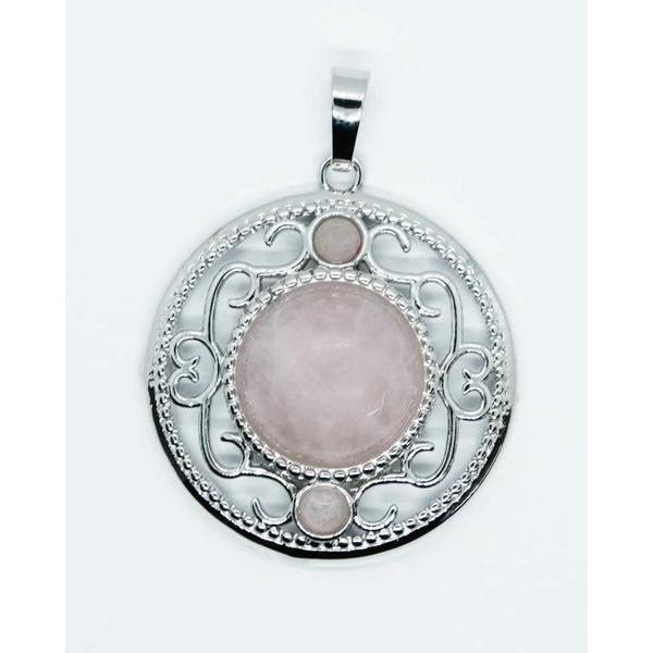 Rose Quartz Triple Moon Pendant Necklace