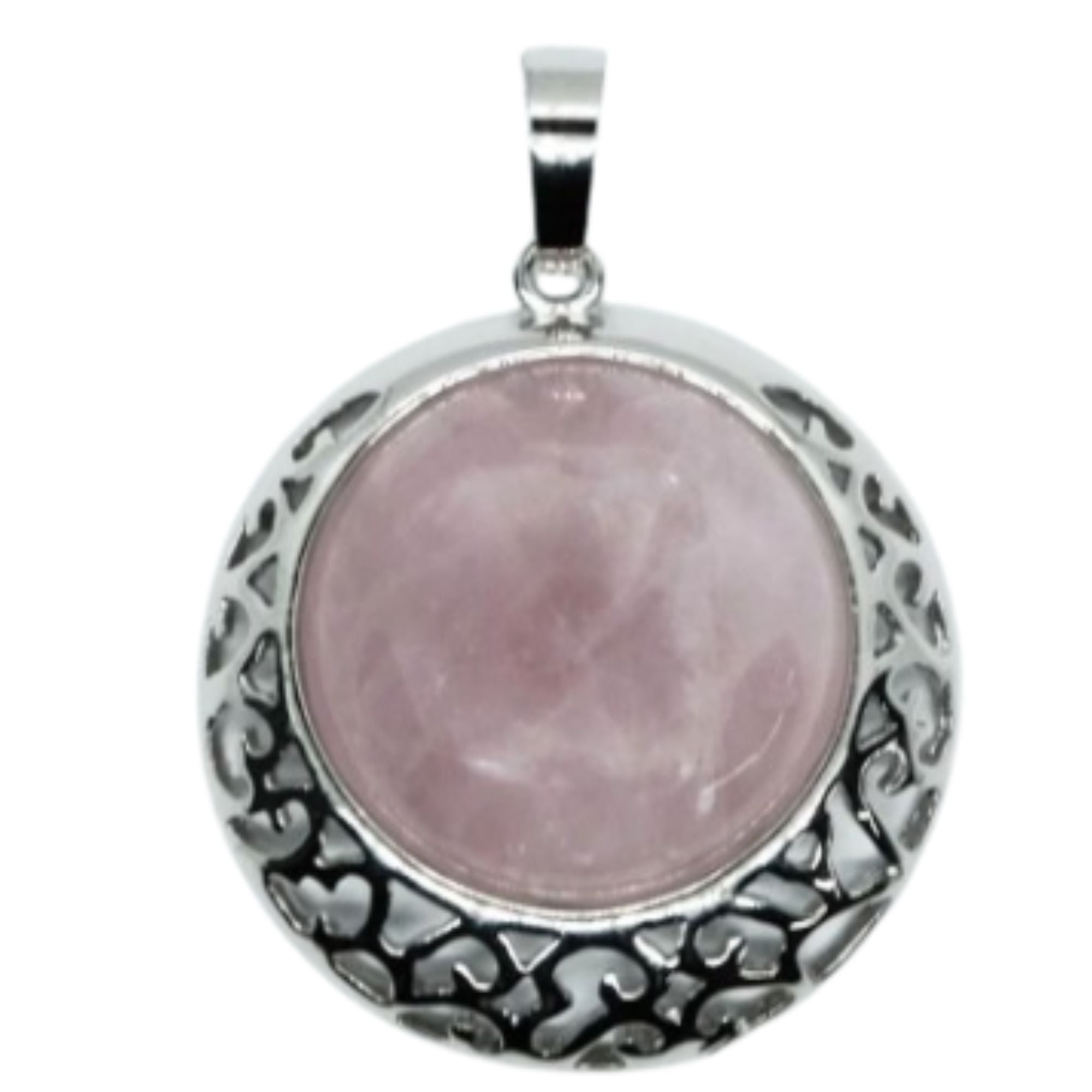 Rose Quartz Round Pendant Necklace