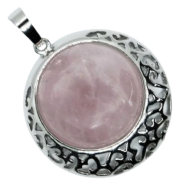 Rose Quartz Round Pendant Necklace