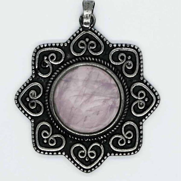 Rose Quartz Flower Pendant Necklace