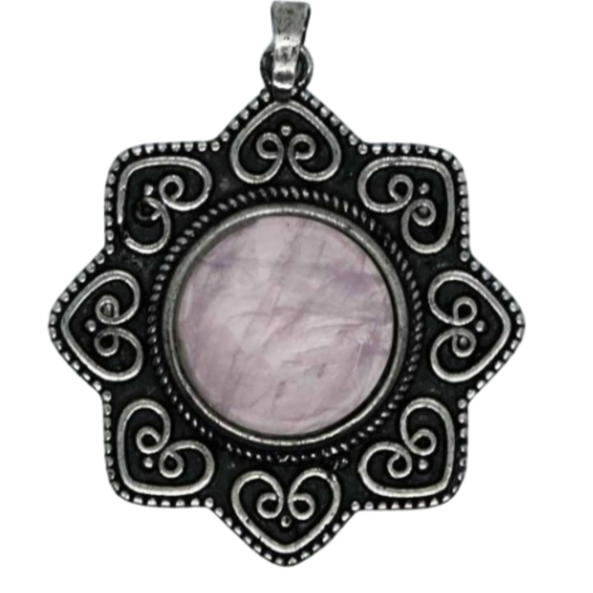 Rose Quartz Flower Pendant Necklace