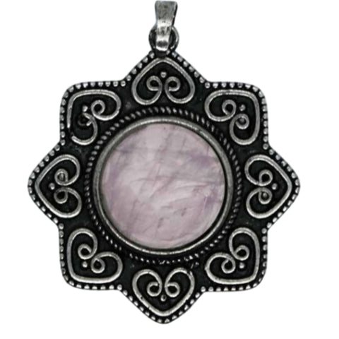 Rose Quartz Flower Pendant Necklace