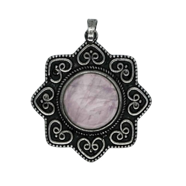 Rose Quartz Flower Pendant Necklace