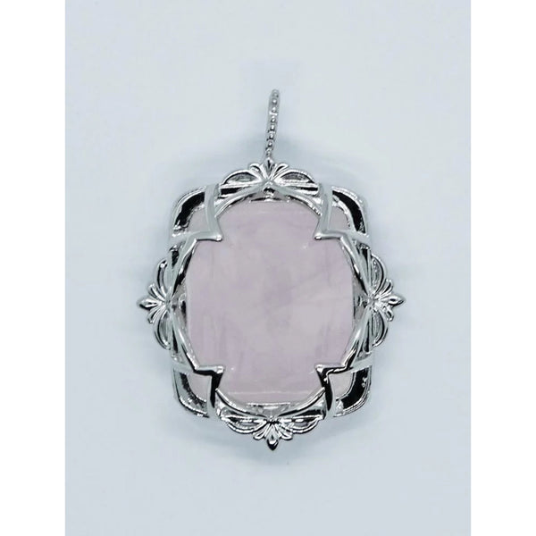 Rose Quartz Oval Pendant Necklace