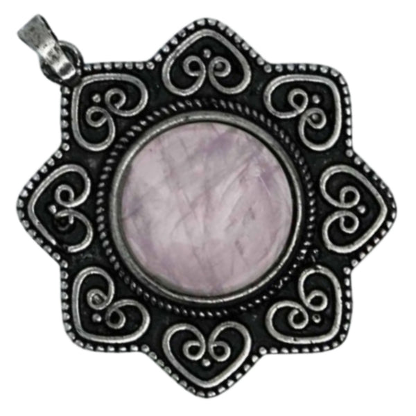 Rose Quartz Flower Pendant Necklace