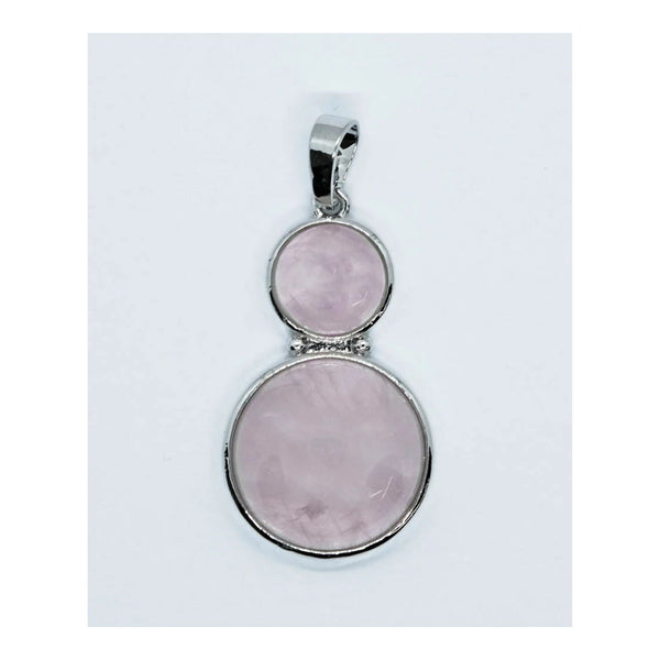Rose Quartz Two Rounds Pendant Necklace