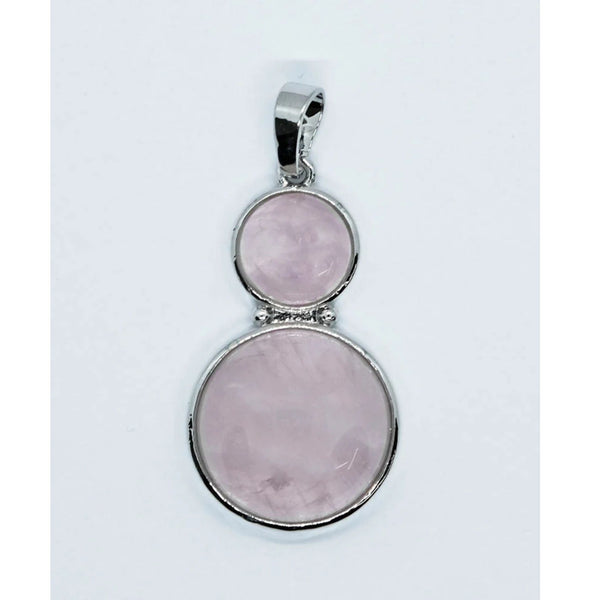 Rose Quartz Two Rounds Pendant Necklace