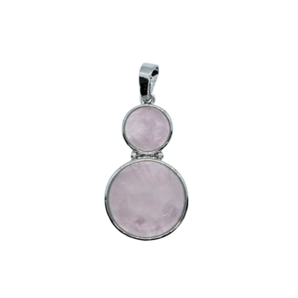 Rose Quartz Two Rounds Pendant Necklace
