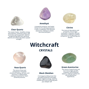 CRYSTALS for Witchcraft. Crystals Gift, Gemstones, Healing Stones, Clear Quartz, Amethyst, Citrine, Rose Quartz, Obsidian, Green Aventurine